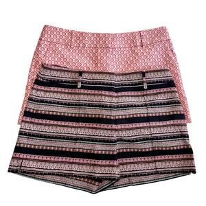 LOFT Jacquard Knit Riviera Shorts(2) Navy Aztec Pink Geometric Pattern Size 10